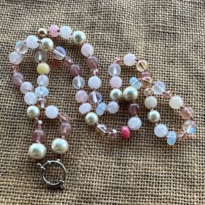 Elegant Multicolor Beaded Stone Knotted Necklace Long in style